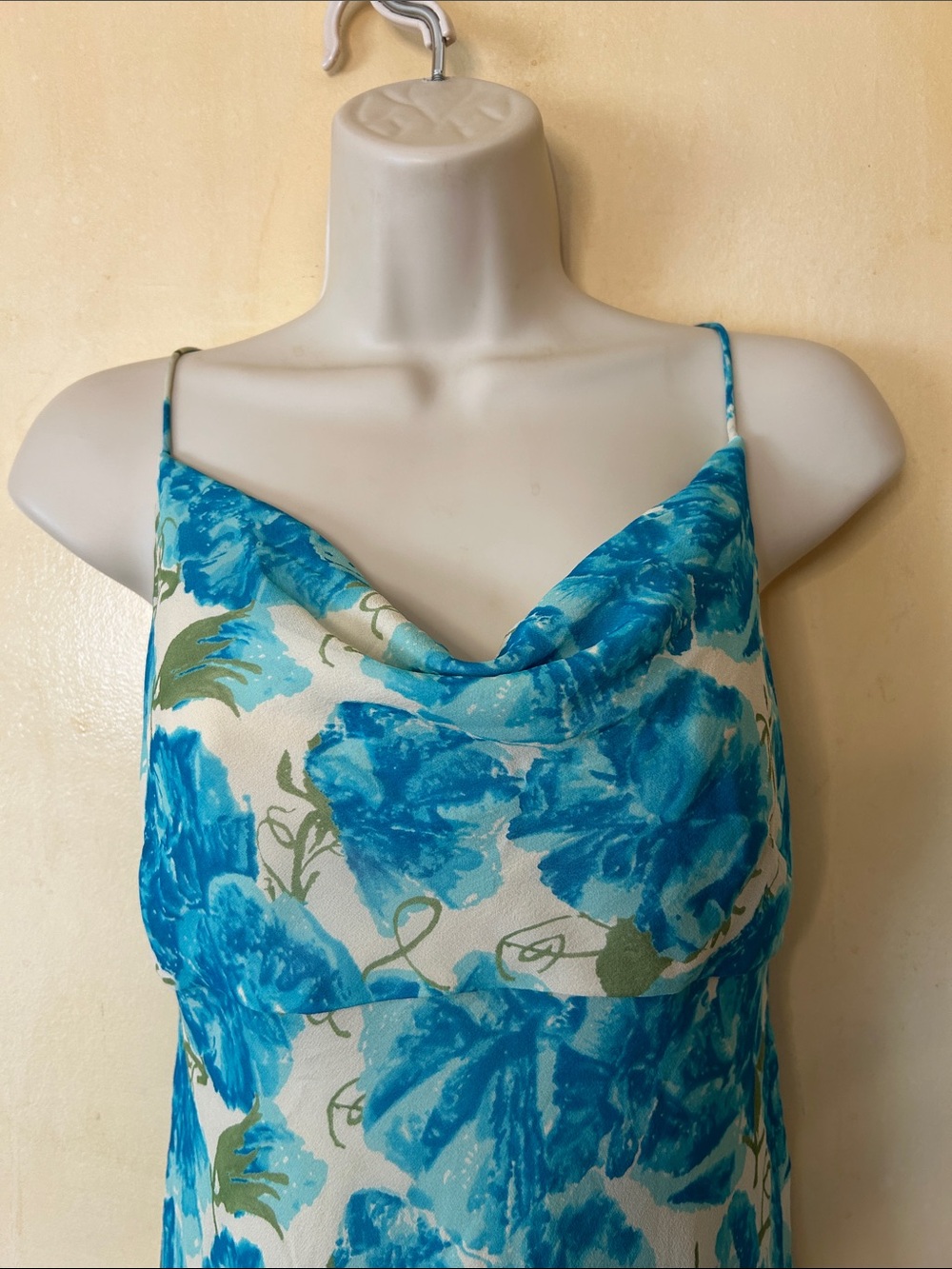 Ann Taylor Vintage Blue Silk Floral Slip Midi Dress size 6P - Picture 3 of 13
